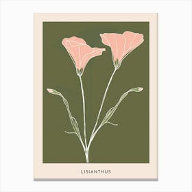 Pink & Green Lisianthus 1 Flower Poster Canvas Print