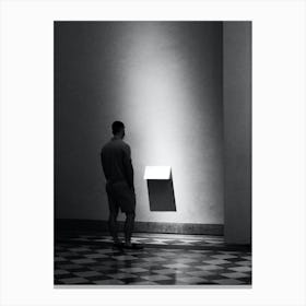 Museum Visitor - art photo vertical person shadow man light photography Canvas Print