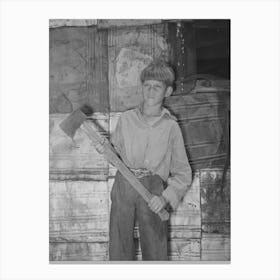 Boy Living In Mays Avenue Camp With Homemade Ax, Oklahoma City, Oklahoma, Refer To General Caption Canvas Print