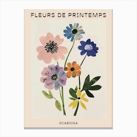 Spring Floral French Poster  Scabiosa 2 Canvas Print