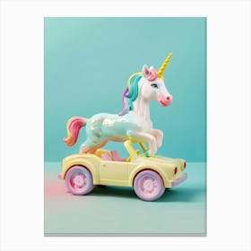 Toy Unicorn In A Toy Car 2 Canvas Print