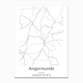 Angermunde,Germany Minimalist Map Canvas Print