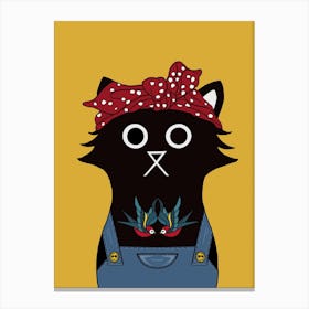 Rockabilly Cat Dungarees Canvas Print