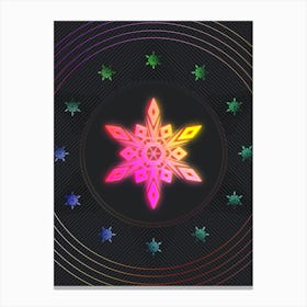 Neon Geometric Glyph in Pink and Yellow Circle Array on Black n.0372 Canvas Print