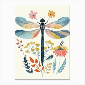Colourful Insect Illustration Damselfly 10 Canvas Print