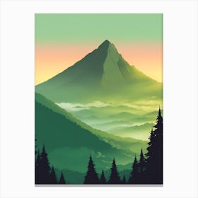 Misty Mountains Vertical Composition In Green Tone 114 Canvas Print