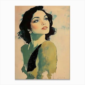 Woman In A Green Dress Canvas Print