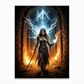 Huntress In The Tunnel Canvas Print