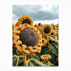 Sunflower Knitted In Crochet 4 Canvas Print