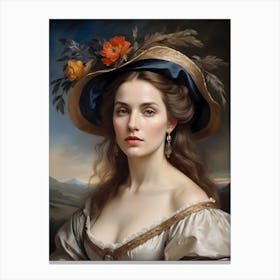 Elegant Classic Woman Portrait Painting (14) Canvas Print