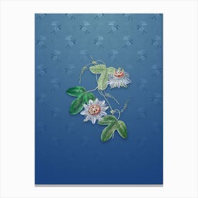 Vintage Sullivan's Passion Flower Botanical on Bahama Blue Pattern n.0052 Canvas Print