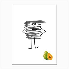 Man With A Mango.A work of art. Children's rooms. Nursery. A simple, expressive and educational artistic style. Canvas Print