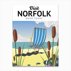 Norfolk Seaside vintage style travel poster Canvas Print