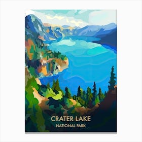 Crater Lake National Park Travel Poster Illustration Style 3 Canvas Print