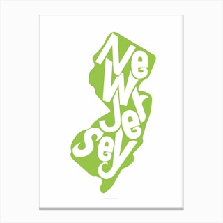 New Jersey State Typography Canvas Print