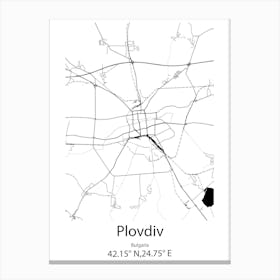 Plovdiv,Bulgaria Minimalist Map Canvas Print