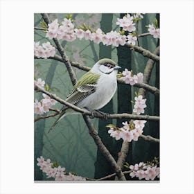 Ohara Koson Inspired Bird Painting Sparrow 4 Canvas Print