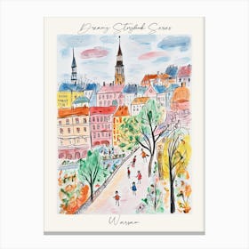 Poster Of Warsaw, Dreamy Storybook Illustration 4 Canvas Print