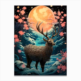 Deer In The Moonlight 2 Canvas Print