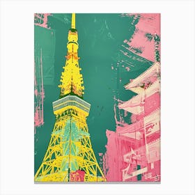 Tokyo Tower Duotone Silkscreen 1 Canvas Print