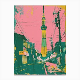 Tokyo Skytree Duotone Silkscreen 2 Canvas Print