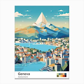 Geneva, Switzerland, Geometric Illustration 2 Poster Canvas Print