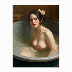 Nude Woman In A Bathtub Aphrodisiac Canvas Print