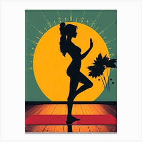 Silhouette Of A Woman In Yoga Pose 1 Canvas Print