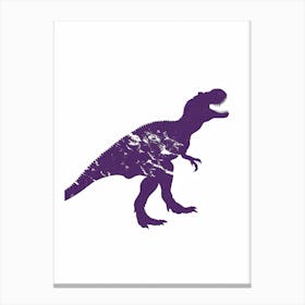 Purple Dinosaur Silhouette 3 Canvas Print