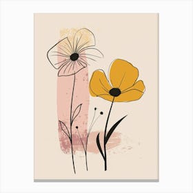 Two Flowers On A Beige Background 1 Canvas Print