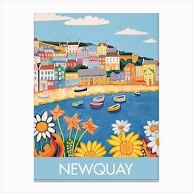 Newquay England Travel Print Painting Cute Canvas Print