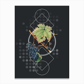 Vintage Barbera Grape Botanical with Geometric Line Motif and Dot Pattern Canvas Print