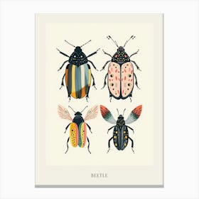 Colourful Insect Illustration Beetle 12 Poster Canvas Print