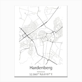 Hardenberg,Netherlands Minimalist Map Canvas Print