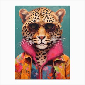 Painting Leopard Wearing Sunglas Canvas Print