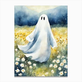 Sheet Ghost In A Field Of Flowers Painting (28) Canvas Print