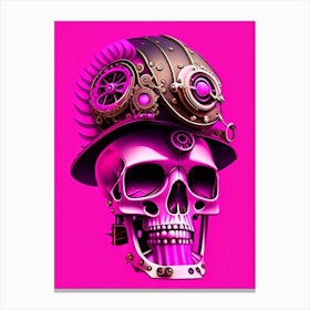 Skull With Steampunk Details 3 Pink Pop Art Canvas Print