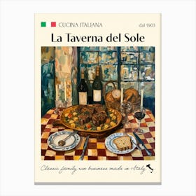 La Taverna Del Sole Trattoria Italian Poster Food Kitchen Canvas Print