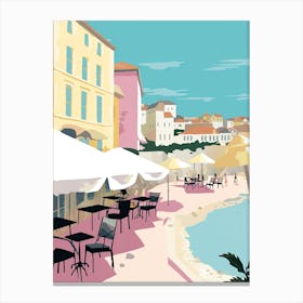 Biarritz, France, Flat Pastels Tones Illustration 1 Canvas Print