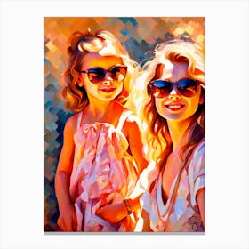 Two Girls In Sunglasses Canvas Print