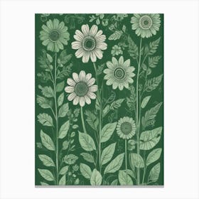 Sunflowers On Green Canvas Print