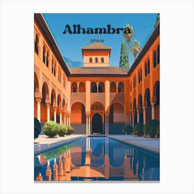 Alhambra Spain Granada Travel Illustration Canvas Print