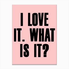 Love It What Is It Pink Canvas Print