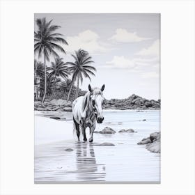 A Horse Oil Painting In Anse Source D Argent, Seychelles, Portrait 1 Canvas Print