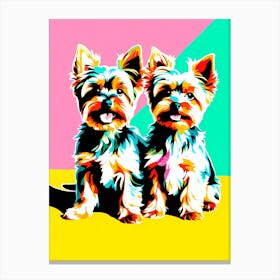 Yorkshire Terrier Pups, This Contemporary art brings POP Art and Flat Vector Art Together, Colorful Art, Animal Art, Home Decor, Kids Room Decor, Puppy Bank - 102nd Canvas Print