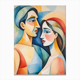 Man And Woman Watercolor Painting Canvas Print