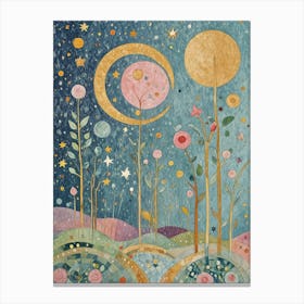 Abstract Moon And Star Plants Canvas Print