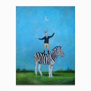 Zebra With Rabbit Canvas Print