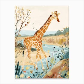 Giraffe By The Water 2 Canvas Print