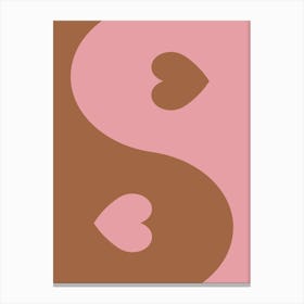 Yin And Yang Heart Pink Poster Canvas Print